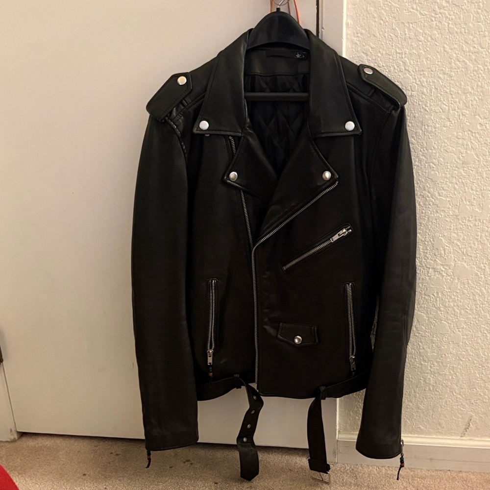 BLK DNM Black Calf Skin Leather Moto Jacket